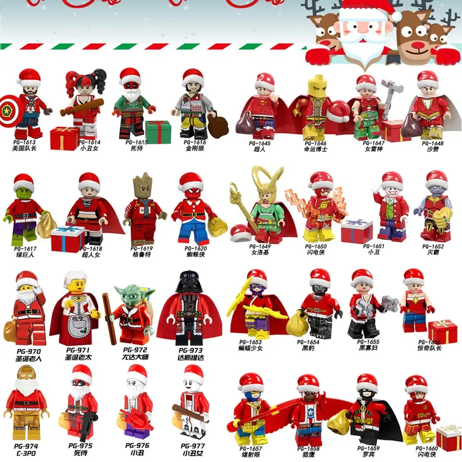 

Christmas Halloween Festival Legoin Spiderman Grout Joker Harley Quinn Hulk Model Building Blocks Bricks Legoe Figures Toys Gift