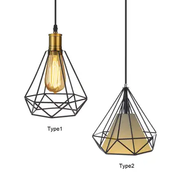 

Pendant light art deco birdcage iron minimalist pyramid lamp bulb