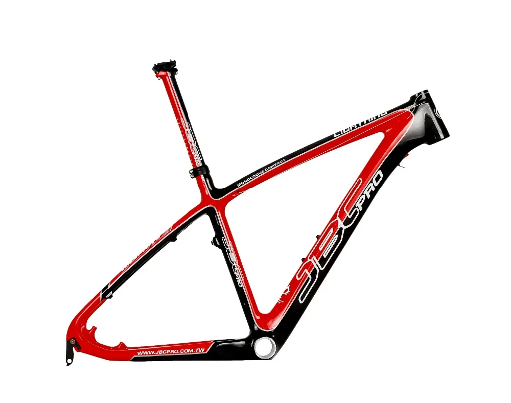 Clearance JBC Lightning Carbon MONOCOQUE MTB Frame with Seat Post and BB30 17" 18" RED color 1