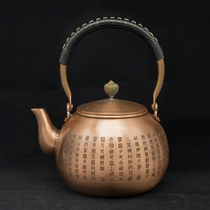 

1.2L Prajna-paramita-hrdaya-sutra copper teapot glass samovar ceramic enameled from clay enameled kettle metal dishes gift