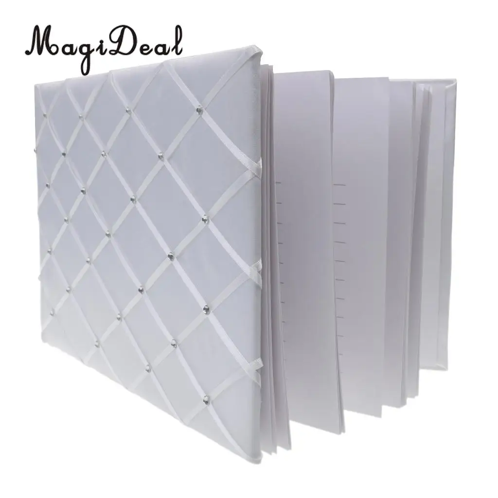 MagiDeal Top Quality White Custom Wedding Ceremony Guest Book Album Crystal Rhinestone Register Wedding Book Gifts Decoration
