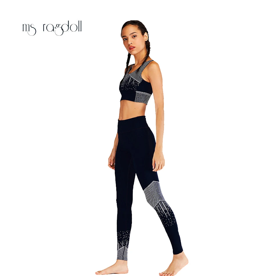 

Tracksuit For Women Patchwork 2 Piece Yoga Set Women Cropped Bra+Long Pant Fitness Sport Suit Women Sport Wear For Women Gym