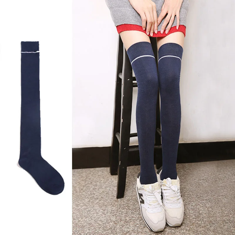

Winter Warm Women Knit Crochet Cotton Soft Thick Long Thigh-High stocking Striped Japanese Style Boot stocking