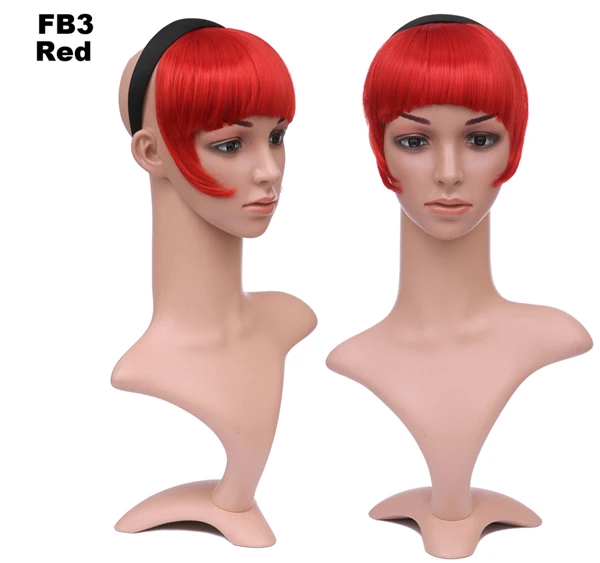 Верхушка термостойкие синтетические волосы 50гр аккуратная бахрома с повязкой на голову тупые челки шиньоны для наращивания волос FB3 - Цвет: Red