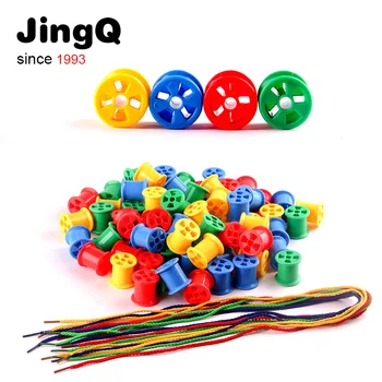 

Candice guo JingQi plastic toy baby birthday gift flower drum Cylinder shape threading bead game educational colorful block 1bag