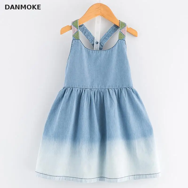 

Danmoke Summer Girls Dress Denim Dresses For Girls Infant Strap Children Costume Princess Sundress Fashion Design Kids Clothes