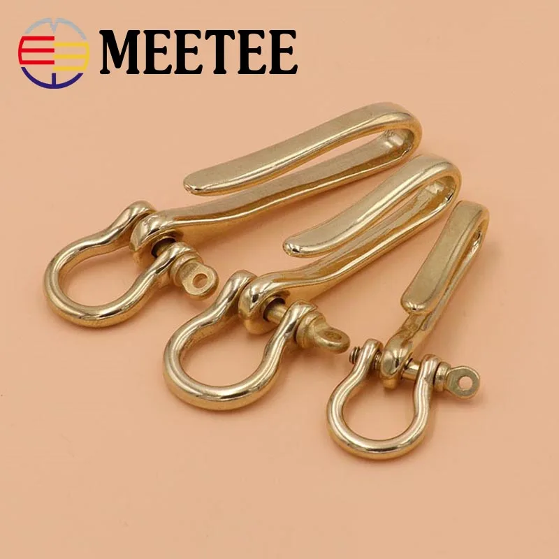 1PC Solid Brass D Shackle U shape Keychain Hooks Bracelet Clasp Ring