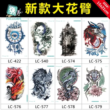 

New Arrival Cool Big Wolf Fox Dragon Tattoo Designs Waterproof Body Temporary Fake Tatoo Sticker Taty For Men