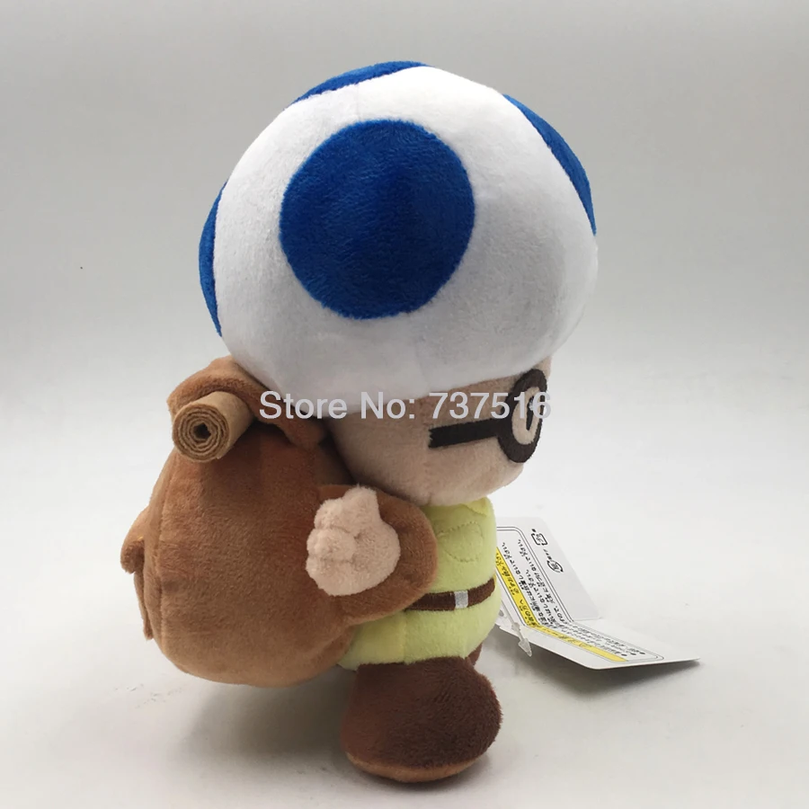 8'' Super Mario Bros Toad Toadsworth Blue with bag Plush Doll Soft Toy Kid Gift 