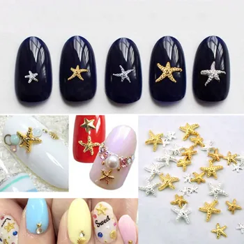 

10pcs high quality fashion new charm nail art metal jewelry gold silver starfish alloy patch DIY nail art decoration