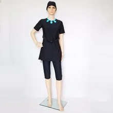 Синий молодой девушки Половина рукава Мусульманский купальник для мусульман турецкий купальный костюм наивысшего качества Одежда для пляжа больших размеров Арабская одежда