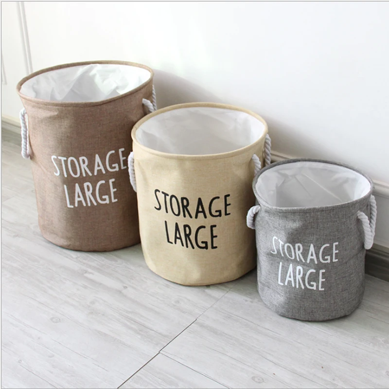 Cotton and linen denim cotton rope thick double storage bucket storage