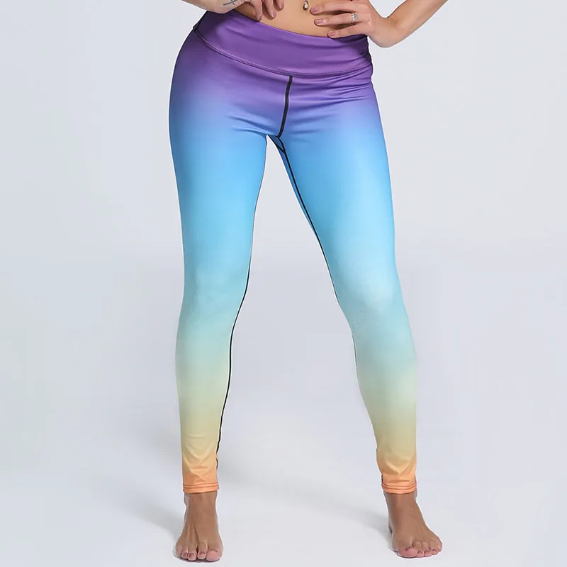 Gradient Color Digital Printed Leggings Sun Pattern Creative Legging