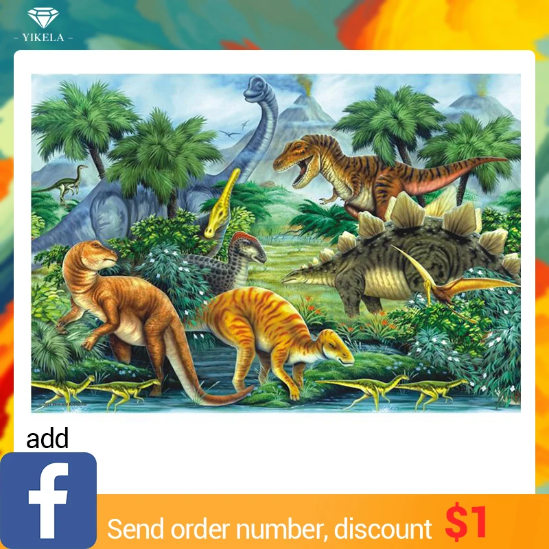 

5D Diamond Painting Full Square DIY Dinosaur World Picture Of Rhinestone 3D Mosaic Diamond Embroidery Home Decor Gifts Custom