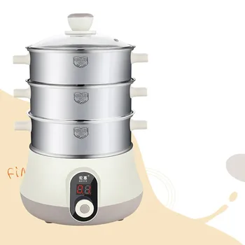 

220V Household 3 Layers Electric Steaming Pot Machine Stainless Steel Fast Steaming And Boiling Multi Cooker Auto-off & Timer