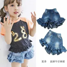 Модная юбка для девочек коллекция года, новые летние детские шорты джинсовая юбка для девочек тонкие детские штаны с бантом юбка для девушек