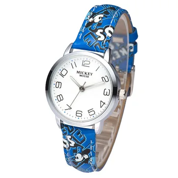 

Disney Genuine cartoon mickey mouse boys girls watches leather quartz students boy girl clocks waterproof original wristwatch