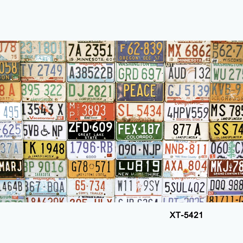 HUAYI custom backdrop for boy photography American vehicle/motor car number/License plates different state art studio background