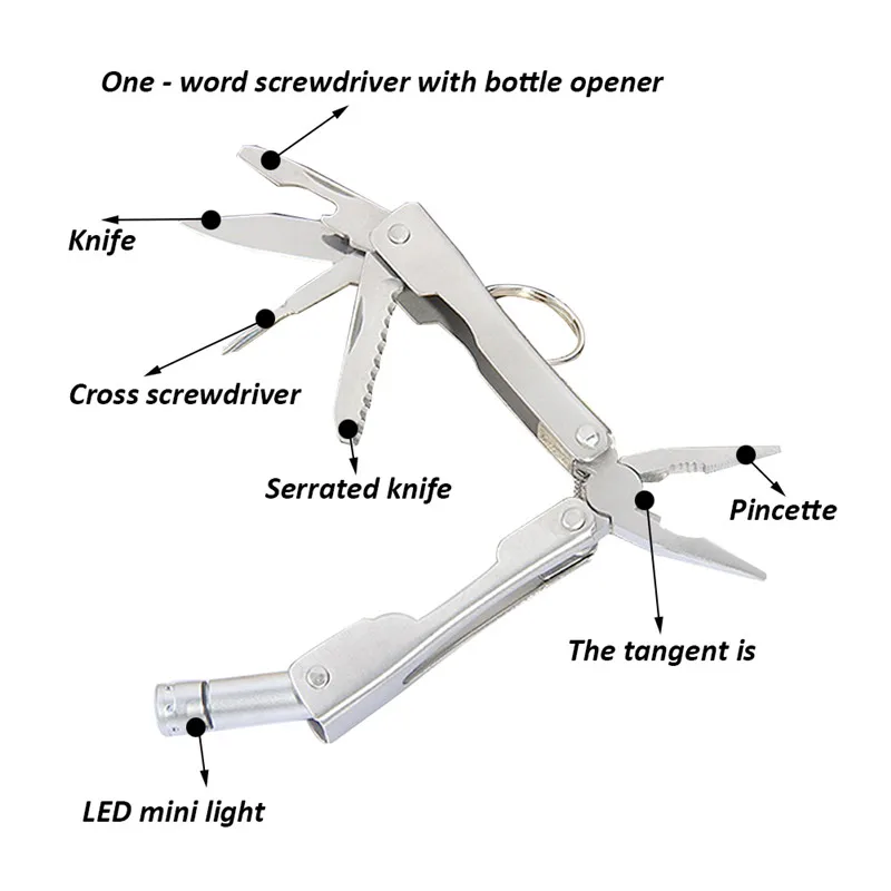Multitool Pliers Pocket Knife Screwdriver Set With LED Light Hand Crimping Survival Tool Stainless Steel Folding Knife Pliers (7)