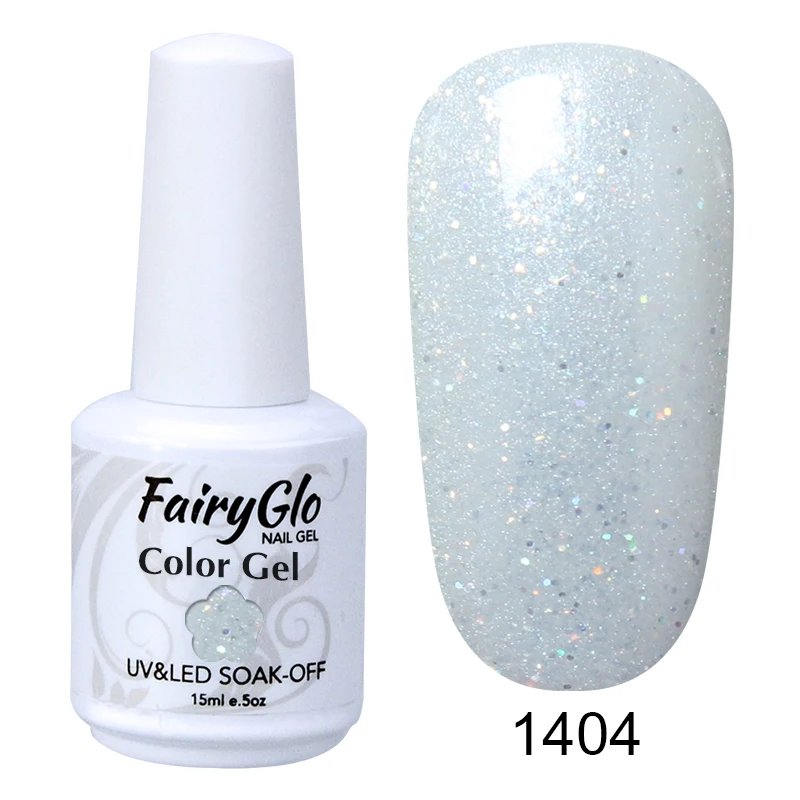 FairyGlo, 15 мл, гель для ногтей, чистый цвет, белая бутылка, замачивается, УФ-светодиодный, гибридный лак, Гель-лак, Гель-лак для ногтей, грунтовка, основа - Цвет: 1404