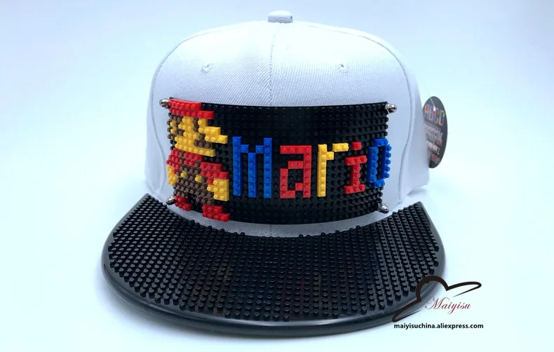 Мода Супер Марио мозаика настроить Snapback DIY Marie brick полями на заказ для шляпы хип-хоп Snapback шляпа бейсбольная Кепка