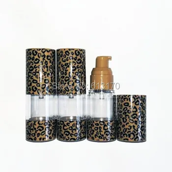 

Free shipping 15ml Airless Pump Bottle Empty lotion pump bottle Leopard color Travel Cosmetics Packing containers