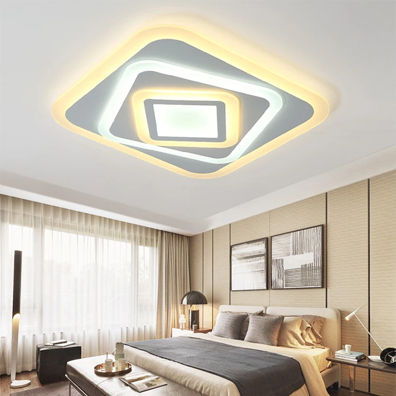 Современный потолочный светильник для спальни, AC90-260V, для помещений, квадратный акриловый светильник, ультра-тонкий светодиодный светильник для ресторана, высота 5 см