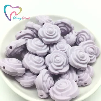 

Teeny Teeth 10 PCS Light Purple Hot Sale 21mm Double-faced Rose Flower Silicone Beads Teething Beads For DIY Necklace BPA Free