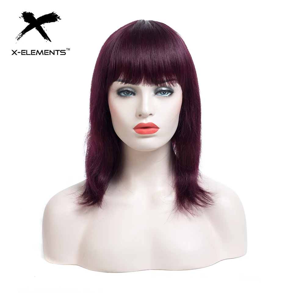 X-элементы прямые натуральные волосы парики 10 дюймов не Реми волосы парики для женщин бразильские волосы парики красота вес 180 г надувные