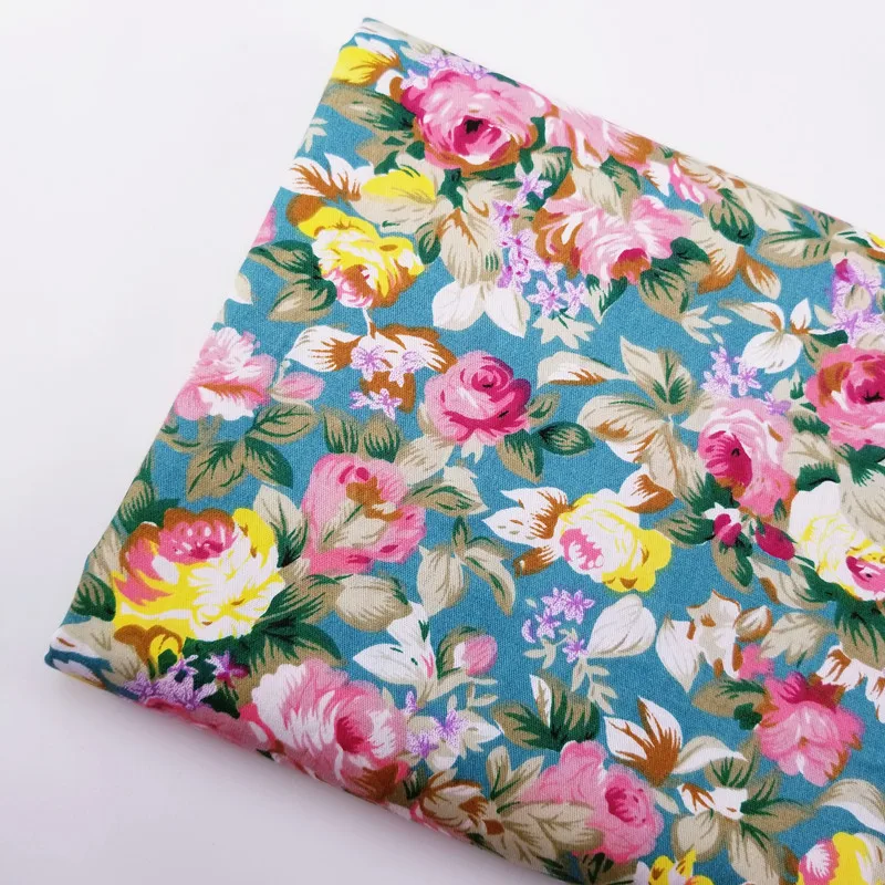 Хлопковая саржевая ткань с цветочным принтом, лоскутное шитье, Ручное шитье, ручная работа, платье ручной работы, ткань, постельные принадлежности для взрослых и детей, ширина 160 см