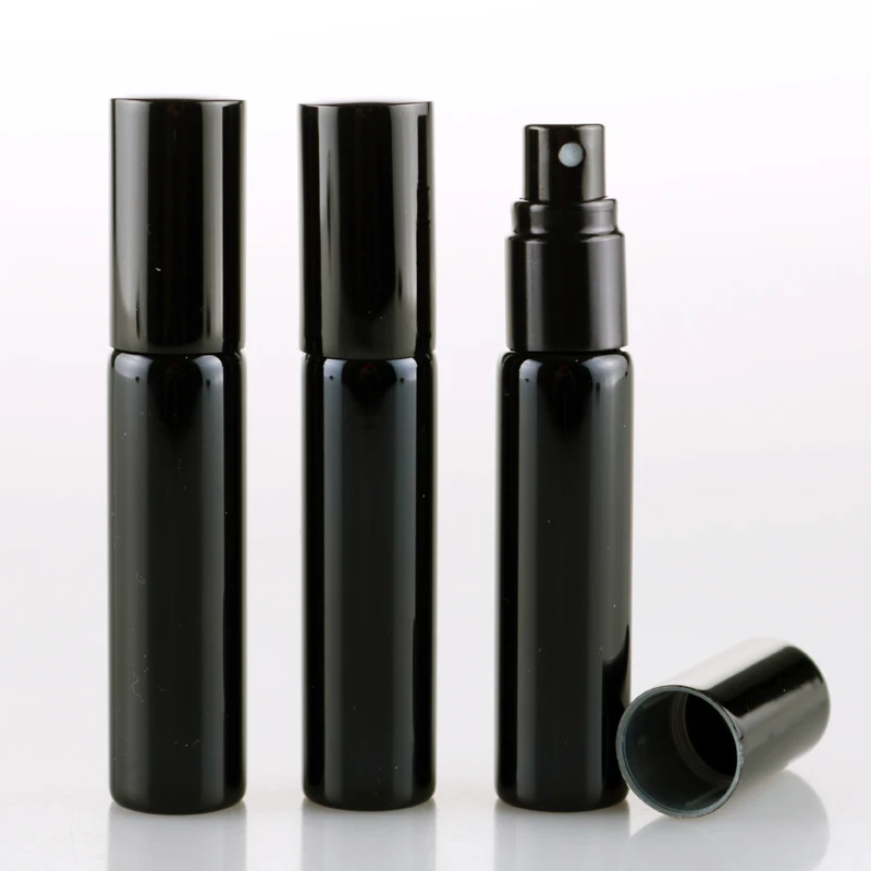 

10ML Portable Black UV Glass Refillable Perfume Bottle With Atomizer Empty Parfum Case With Tangent Cove