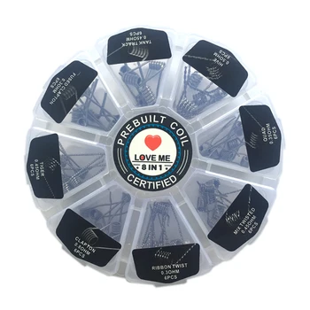 LOVE ME 8 In 1 Prebuilt Coil Box Kit Hive track Quad Tiger Fused Clapton Mix