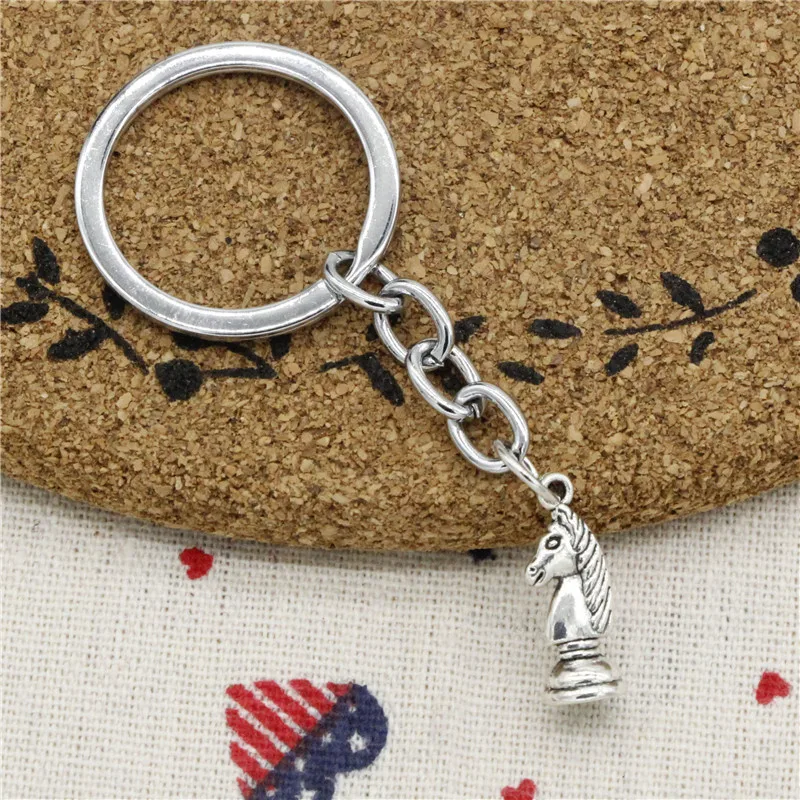 

New Fashion chess knight 20*8mm Pendant KeyChain,DIY Jewelry Handmade Metal Keychain Party Gift