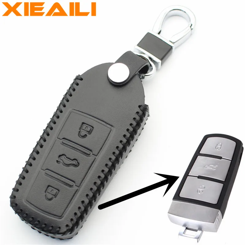 Умный чехол для ключей XIEAILI из натуральной кожи с 3 кнопками без ключа Vw CC/Passat/Magotan