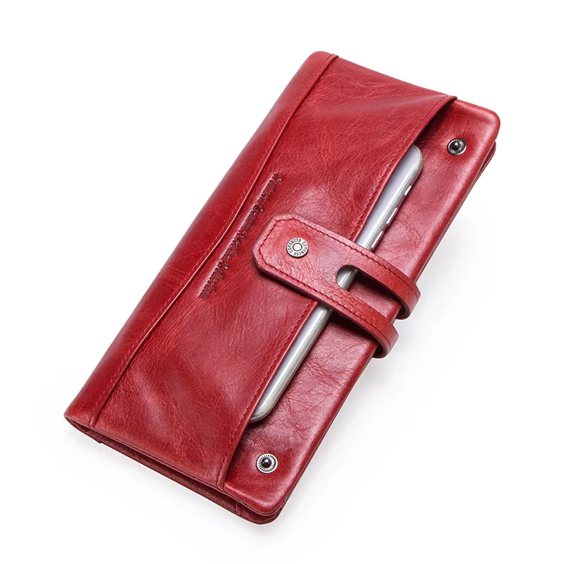 Модный кошелек для женщин из натуральной кожи, женский длинный бумажник, кошелек для монет, держатель для карт, карман для телефона, высокое качество - Цвет: Red B