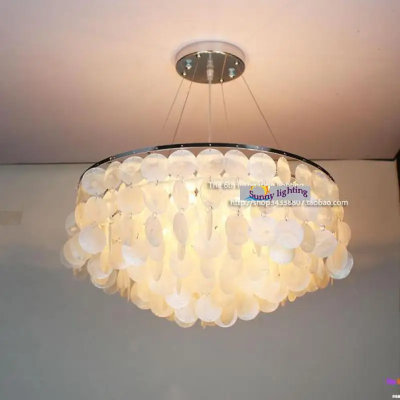 Mediterranean Sea natural Shell pendant lights for dining room Bar New round Led Lamparas Colgantes E27 Hand Knit shell lampe