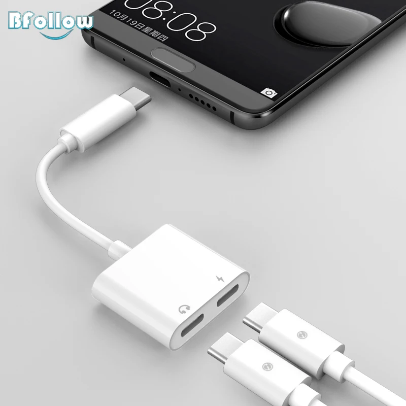 

BFOLLOW Type C to USB C Earphone PD 3.0 Fast Charge Cable Adapter for Huawei Mate 20 20X P20 Pro Honor 10 Xiaomi 6 iPad Pro 2018