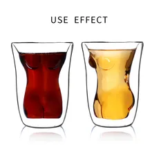 Двухслойная красивая чашка, изолированная стеклянная чашка, сексуальная красивая чашка, винный стеклянный сок вина, Рождественский рождественский подарок, украшение для дома