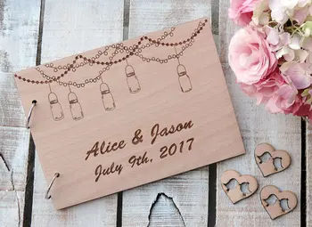 

Mason Jar Rustic Wedding Guest Book, wedding party sign in, personalized wedding photo album, garden wedding