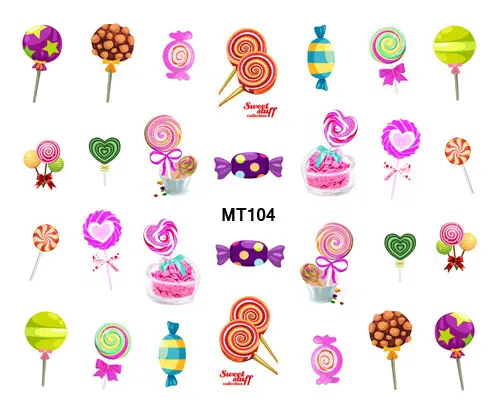 

1 Sheet Nail MT104 Colorful Lollipop Candy Nail Art Water Transfer Sticker Decal For Nail Tattoo Tips Nail Tools