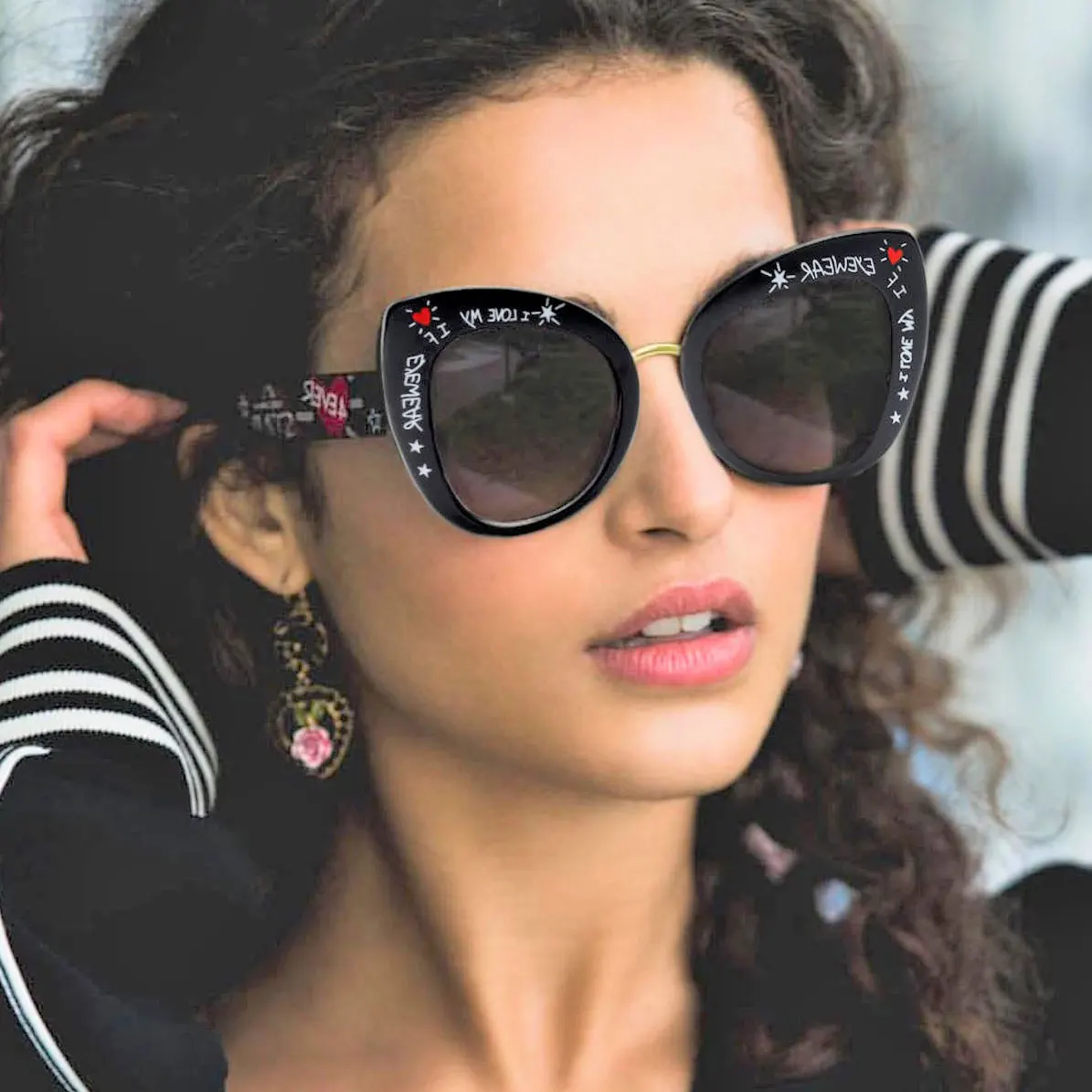 Кошачий глаз большая оправа солнцезащитные очки для мужчин и женщин Модные Оттенки UV400 Винтажные очки Oculos 45653