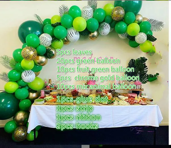 Тропический Hawiian Для летних вечеринок украшения «сделай сам» гирлянда арочный комплект зеленый воздушные шарики в виде животных джунгли Wild Kids ко дню рождения BabyShower - Цвет: style 1