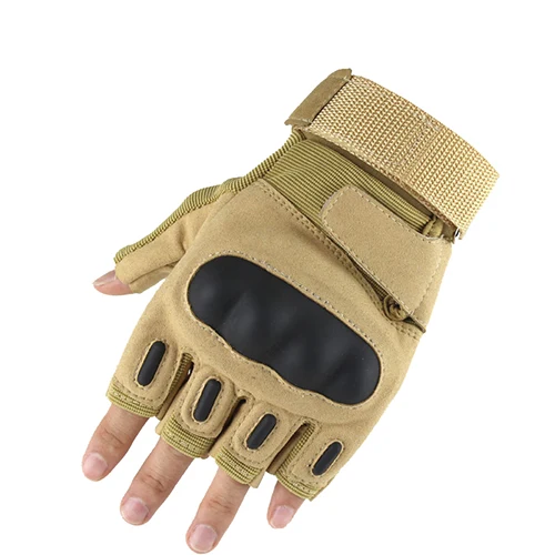 Военные перчатки без пальцев с твердыми костяшками с обрезанными пальцами тактические перчатки армейские Пейнтбол страйкбол снаряжение для стрельбы Пешие прогулки велосипедные перчатки - Цвет: Brown