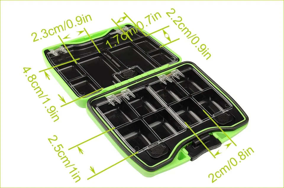 Зеленый Мини 4,"* 3,5" коробка рыболовных крючков 18 отсеков портативный держатель для крючка световзвешенная коробка для рыболовных снастей коробка для аксессуаров