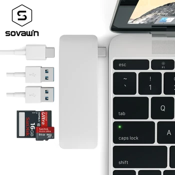 

USB 3.0 Type C HUB Aluminum for Macbook Pro SD Card Reader Type c to USB Macbook 2016 for Samsung TabPro Type-C USB-C HUB 5 port