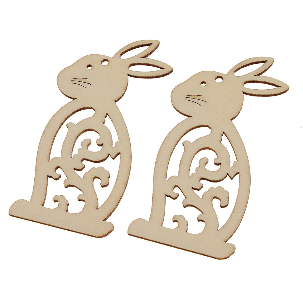 20pcs Unfinished Wood Hollow Rabbit Shape Wooden Embellishments for Kids Crafts DIY Gift Tags