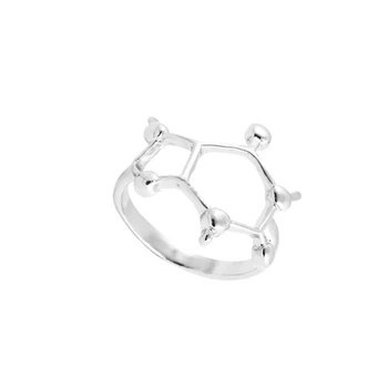 

10Pcs/lot 2016 New Fashion Ring Gold Color Caffeine Molecule Ring Chemistry Science Jewelry for Women Birthday Gifts JZ157
