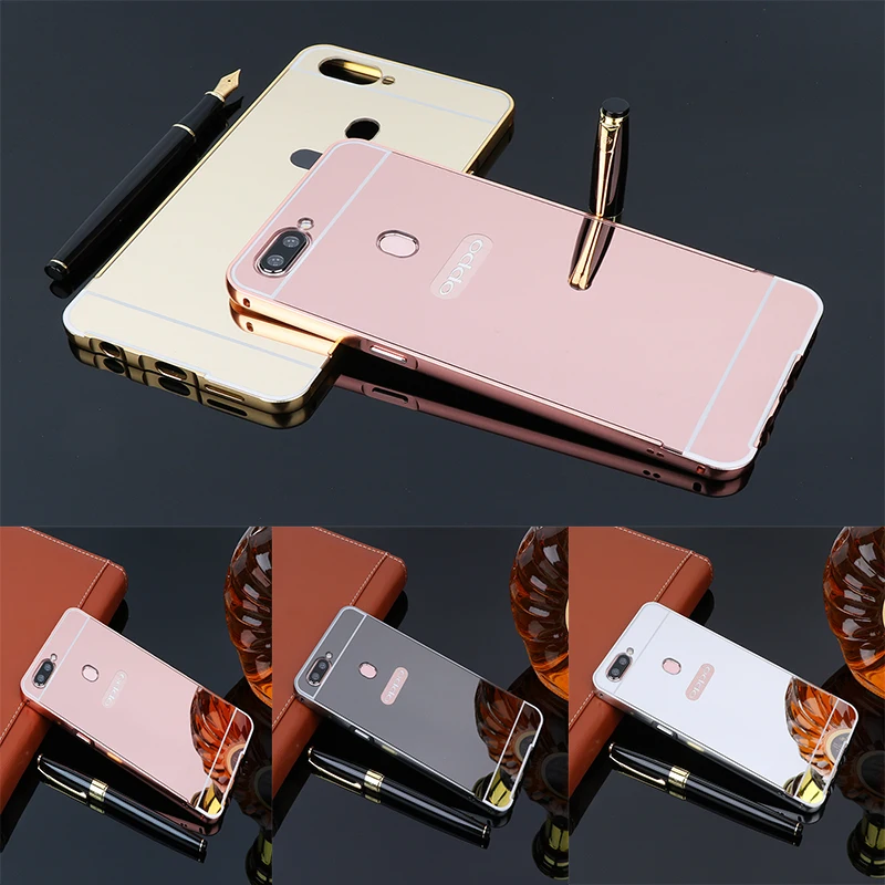 

Fashion Luxury Rose Gold Mirror Cases For OPPO R11S PLUS Alumimum Metal Frame shell Back Cover for Oppo R11s Plus