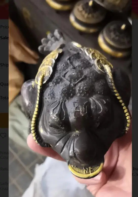Китайский Фэншуй Бронзовая позолоченная монета Золотая жаба bufo frog для денег