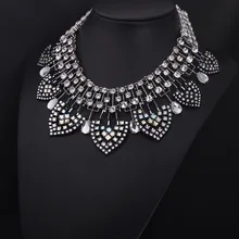 Большой воротник большой нагрудник колье ожерелье для женщин ZA ювелирные изделия роскошный кристалл лист ожерелье Femme Бохо индийские массивные винтажные ожерелья